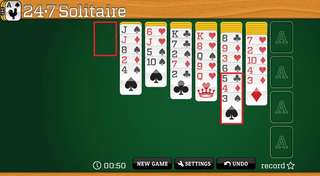Klondike solitaire green felt